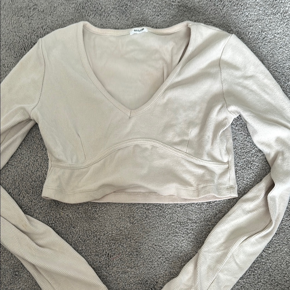 Garage Cream Long Sleeve Wrap Blouse